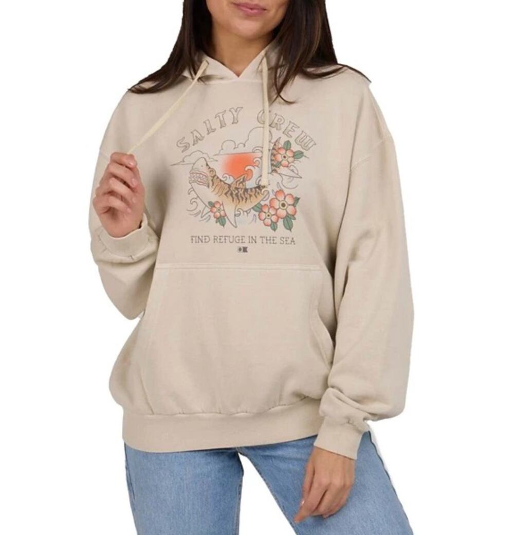 SALTY CREW Women's Salty Crew Hopper Crew Hoodie Medium Off White Sweatshirt NWT